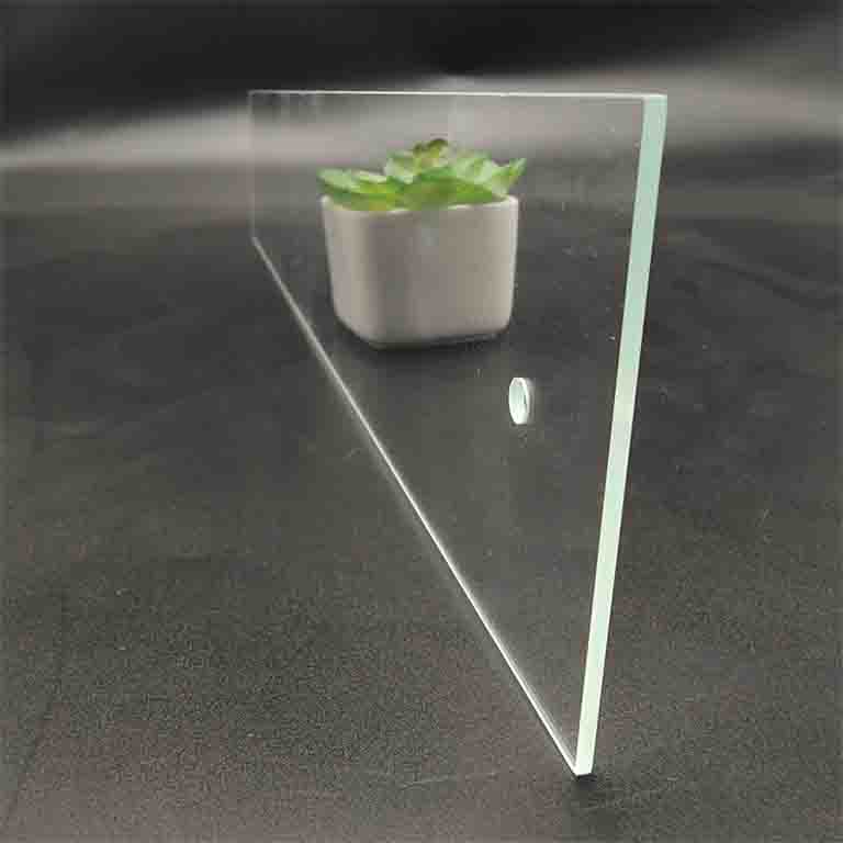 2mm tempered ultra clear glass with CNC smooth glass edge and glass hole