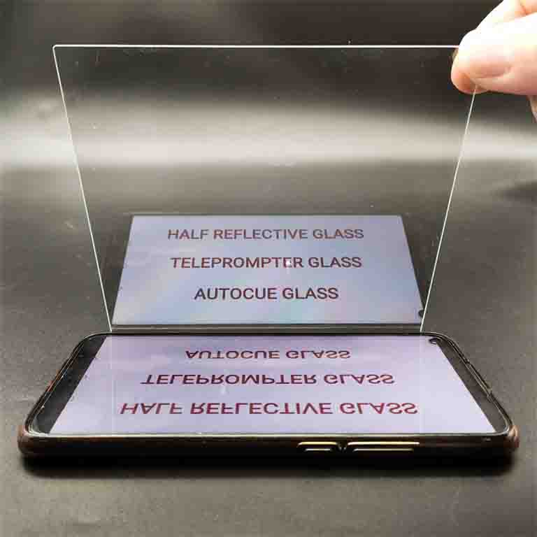 Custom 1mm 1.5mm 2mm 30r/70t 40r/60t teleprompter glass tempered half mirror effect autocue glass